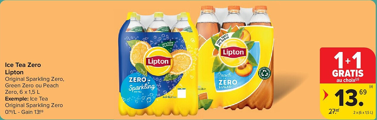 Ice Tea Zero Lipton 2 x (6 x 1,5 L)