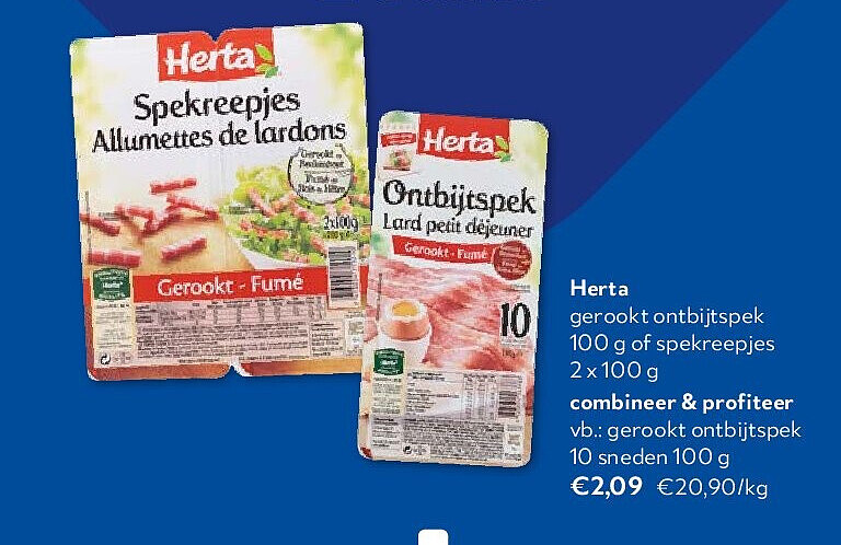 Herta gerookt ontbijtspek 10 sneden 100 g