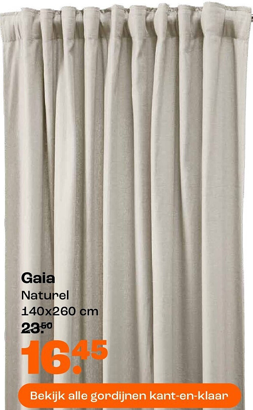 Gaia kant-en-klaar gordijn, naturel, 140 × 260 cm