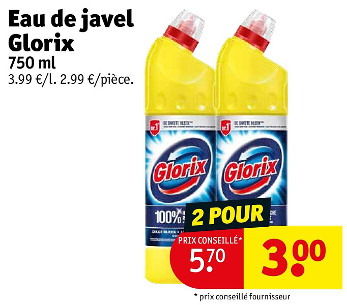Eau de javel Glorix 750 ml 2 POUR