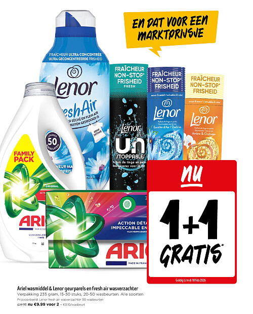 Ariel wasmiddel & Lenor geurparels en fresh air wasverzachter