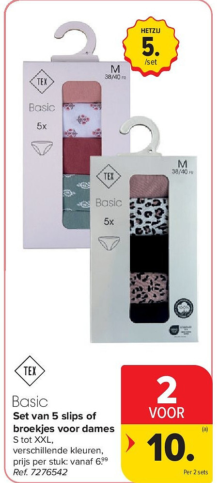 Set van 5 slips of broekjes voor dames