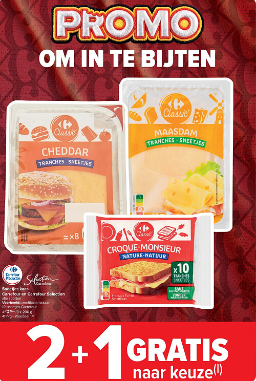 Sneetjes kaas Carrefour en Carrefour Selection