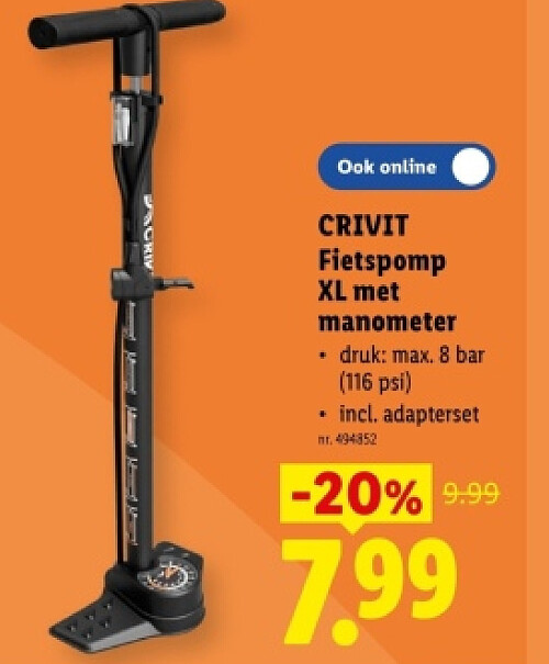 Fietspomp XL met manometer