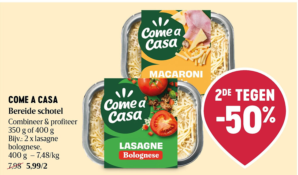 COME A CASA Bereide schotel