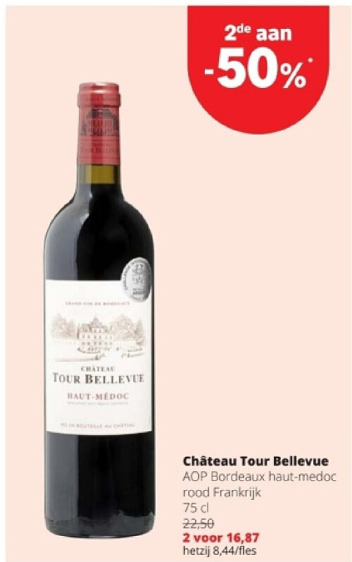 Château Tour Bellevue AOP Bordeaux haut-medoc rood Frankrijk 75 cdl