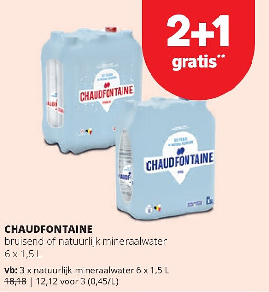 CHAUDFONTAINE natuurlijk mineraalwater 6 x 1,5 L
