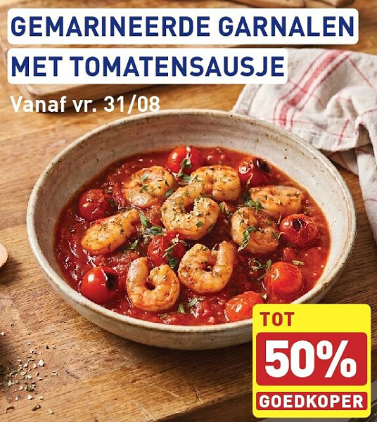 GEMARINEERDE GARNALEN MET TOMATENSAUSJE