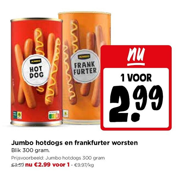 Jumbo hotdogs en frankfurter worsten