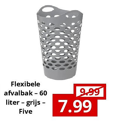 Flexibele afvalbak – 60 liter – grijs – Five