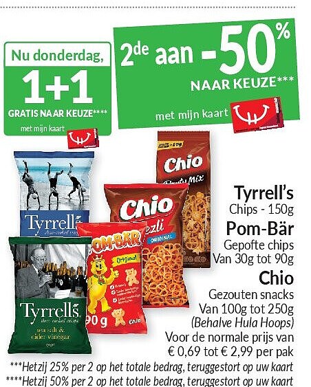 Tyrrell's Chips -150g Pom-Bär Gepofte chins 30 tot 90 Chio