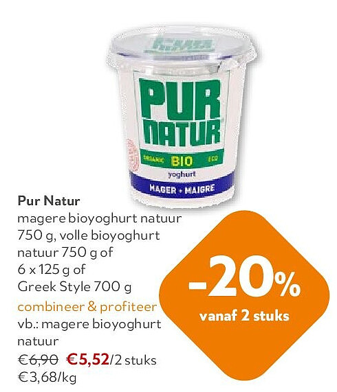 Pur Natur magere bioyoghurt natuur 750 g
