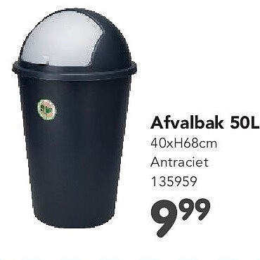 Afvalbak 50L 40xH68cm Antraciet 135959