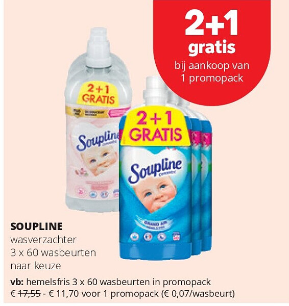 SOUPLINE hemelsfris 3 x 60 wasbeurten in promopack