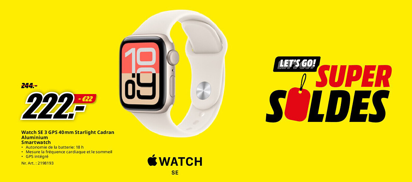 Watch SE 3 GPS 40mm Starlight Cadran Aluminium Smartwatch