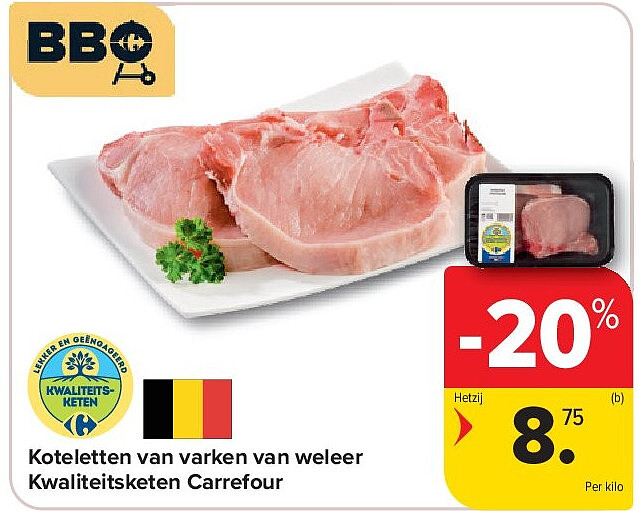 Koteletten van varken van weleer Kwaliteitsketen Carrefour