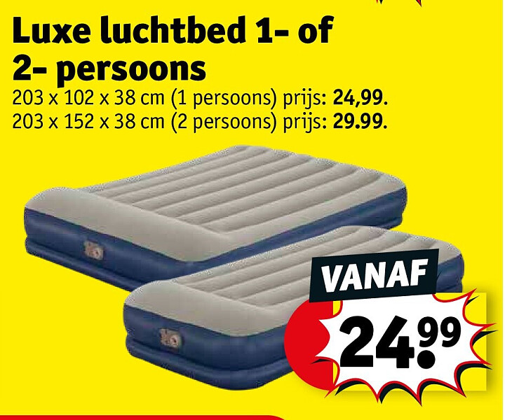 Luxe luchtbed 1- of 2- persoons