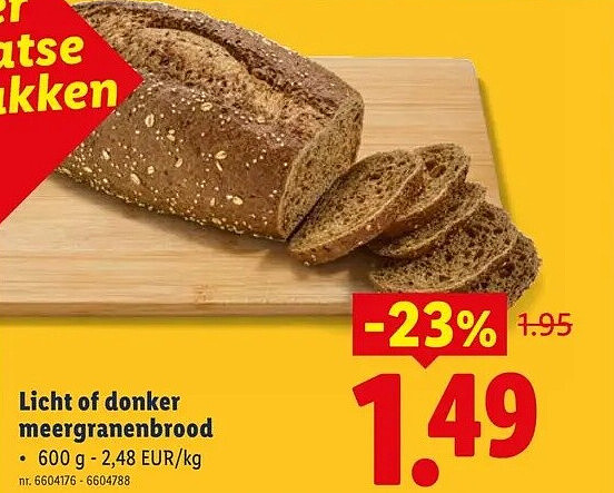 Licht of donker meergranenbrood