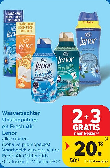 Wasverzachter Unstoppables en Fresh Air Lenor