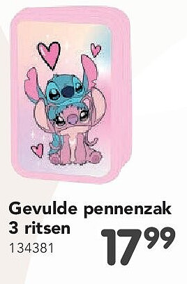 Gevulde pennenzak 3 ritsen 134381