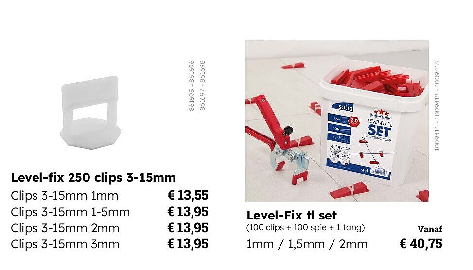 Level-fix 250 clips 3-15mm