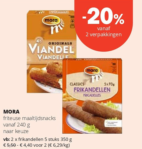 MORA friteuse maaltijdsnacks vanaf 240 g