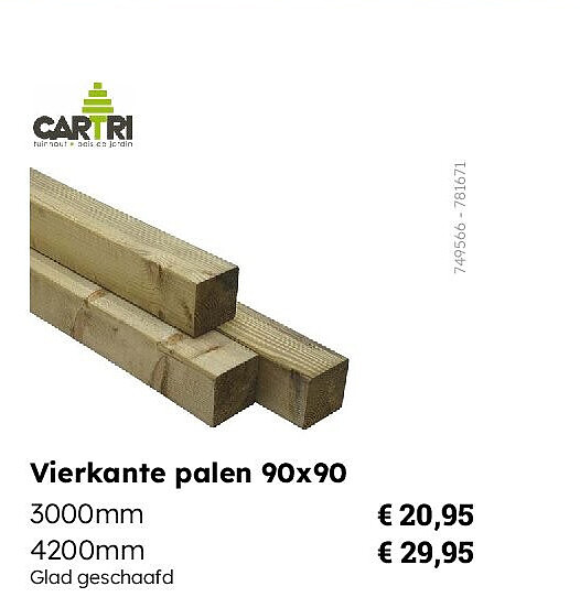 Vierkante palen 90x90