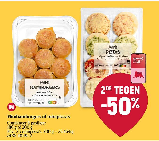Minihamburgers of minipizza’s