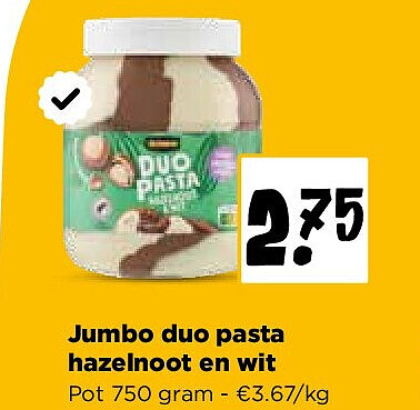 Jumbo duo pasta hazelnoot en wit