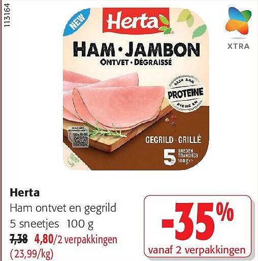 Herta Ham ontvet en gegrild 5 sneetjes 100 g