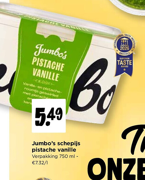Jumbo’s schepijs pistache vanille
