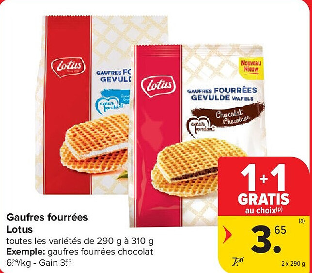 Gaufres fourrées Lotus 2 x 290 g