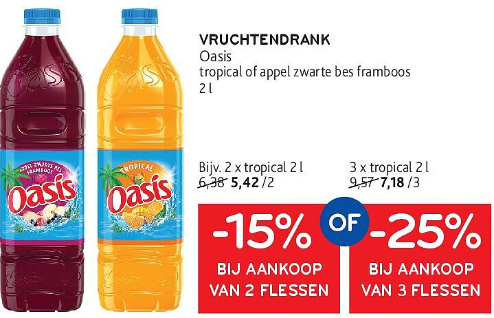 Oasis tropical of appel zwarte bes framboos 2 l