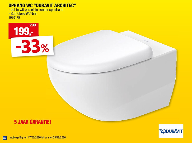 OPHANG WC “DURAVIT ARCHITEC”
