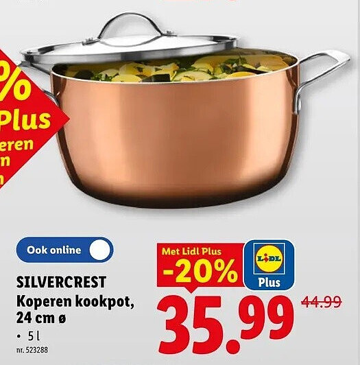 SILVERCREST Koperen kookpot, 24 cm ø