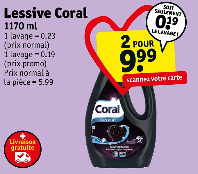 Lessive Coral 1170 ml 2 POUR