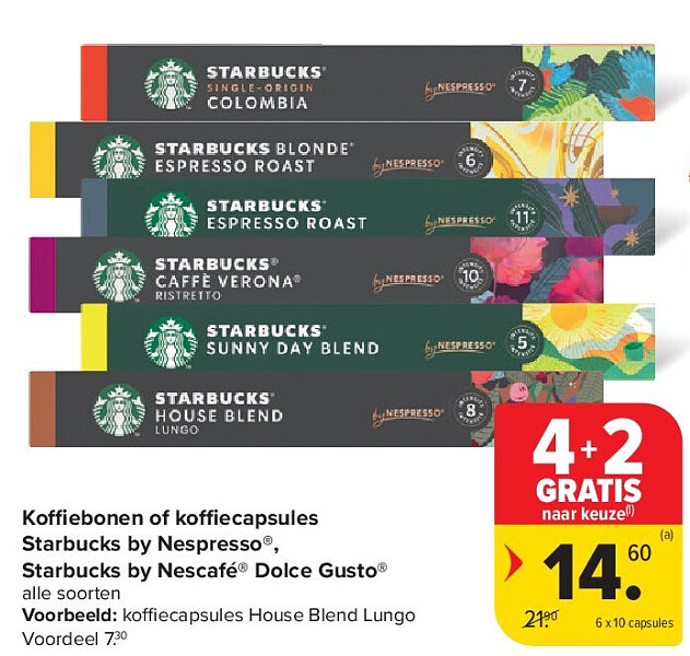 Koffiebonen of ko ecapsules Starbucks by Nespresso®, Starbucks by Nescafé® Dolce Gusto®