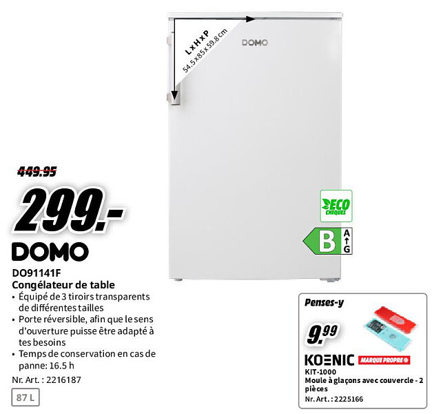 Domo DO91141F Congélateur de table