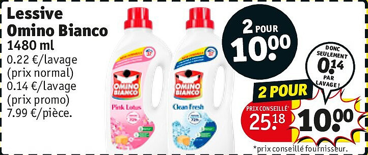 Lessive Omino Bianco 1480 ml 2 POUR