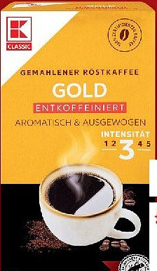 K-CLASSIC Röstkaffee Gold entkoffeiniert, gemahlen, 500 g