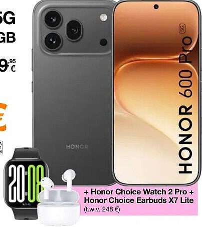 Honor 600 Pro 5G 512 GB + Honor Choice Watch 2 Pro + Honor Choice Earbuds X7 Lite