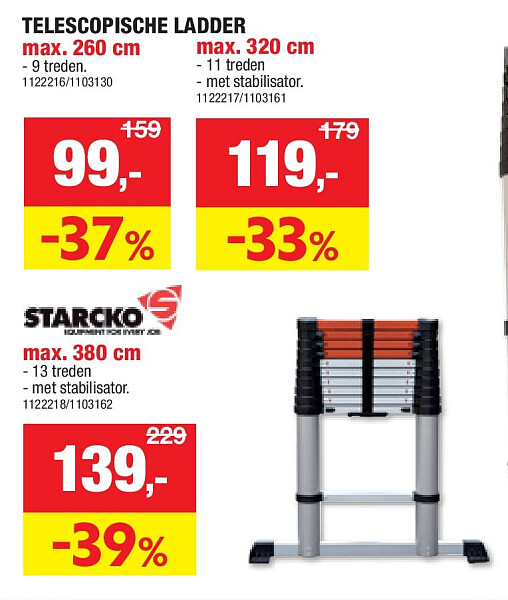 TELESCOPISCHE LADDER max. 260 cm