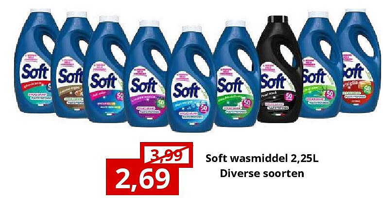 Soft wasmiddel 2,25L Diverse soorten