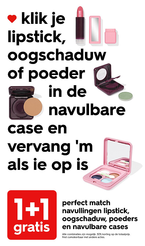 perfect match navullingen lipstick, oogschaduw, poeders en navulbare cases