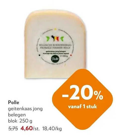 Polle geitenkaas jong belegen blok 250 g