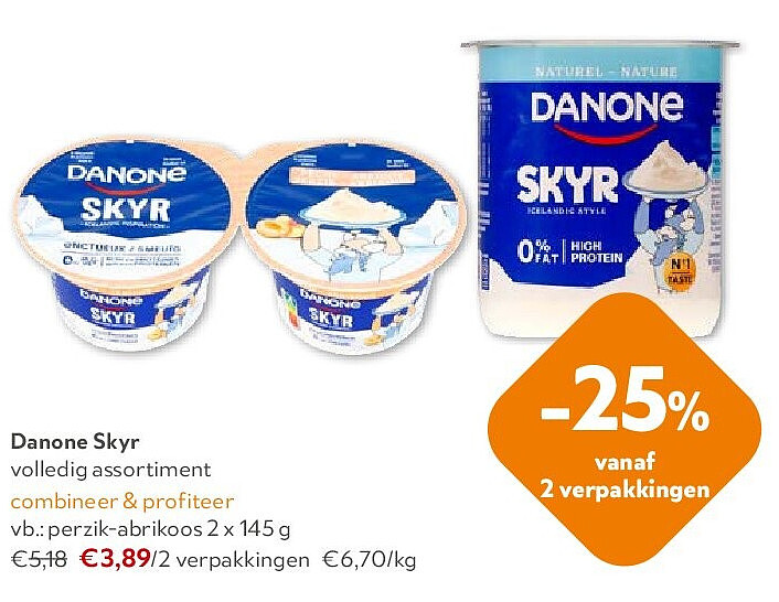 Danone Skyr perzik-abrikoos 2 x 145 g