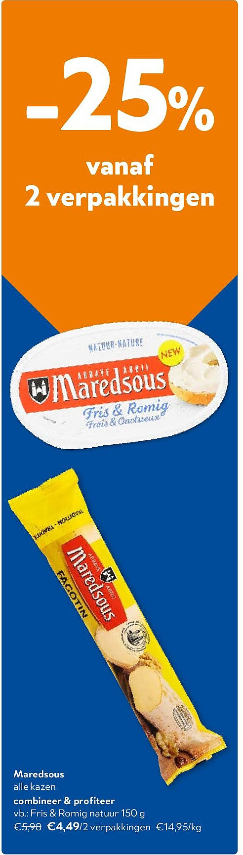 Maredsous Fris & Romig natuur 150 g