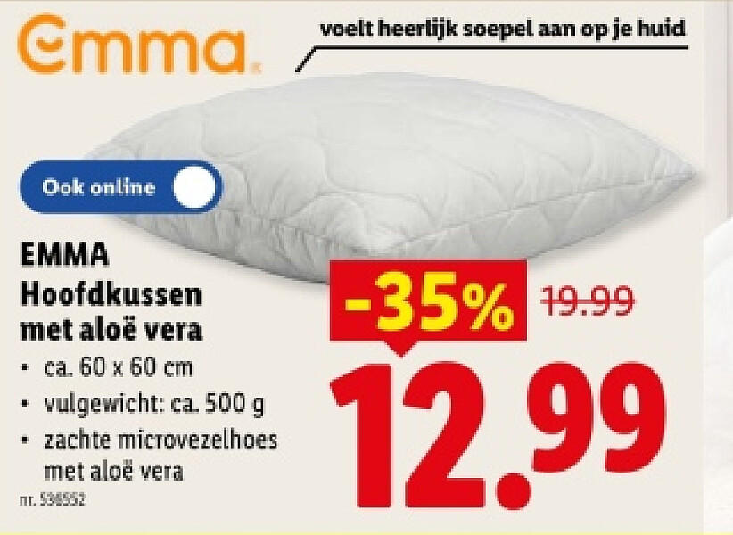 Hoofdkussen metaloë vera