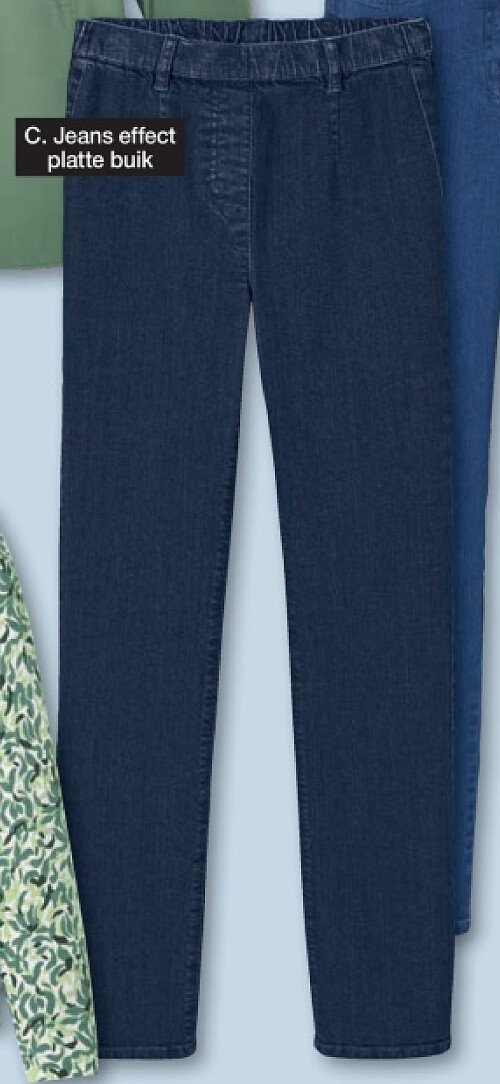 Pull-on jeans, effect platte buik