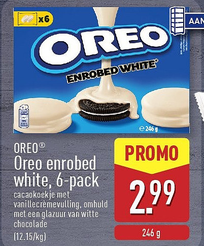 Oreo enrobed white, 6-pack